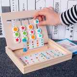 Jucarie intractiva si educativa puzzle Montessori, joc de culoare, orientare, logica, sortare dupa model, din lemn