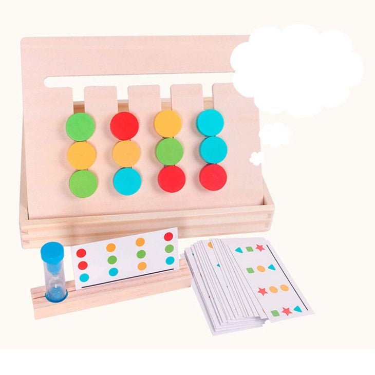 Jucarie intractiva si educativa puzzle Montessori, joc de culoare, orientare, logica, sortare dupa model, din lemn