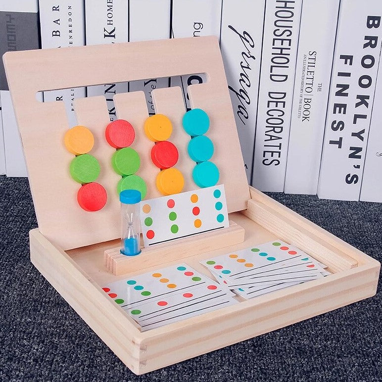 Jucarie intractiva si educativa puzzle Montessori, joc de culoare, orientare, logica, sortare dupa model, din lemn