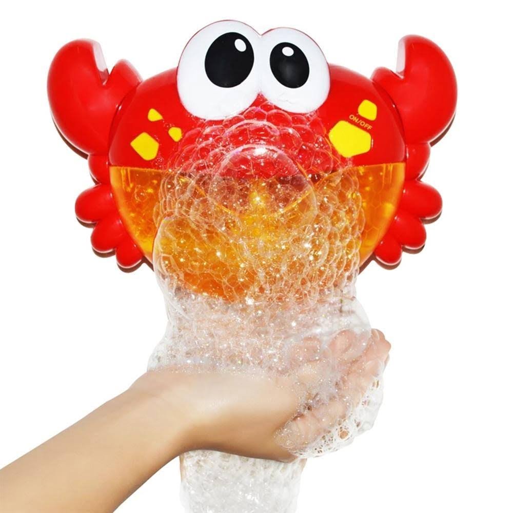 Jucarie muzicala de baie, jucarie interactiva, baloane de sapun, ventuze , crab, rosu, 18+luni - BUZ.RO