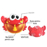 Jucarie muzicala de baie, jucarie interactiva, baloane de sapun, ventuze , crab, rosu, 18+luni - BUZ.RO