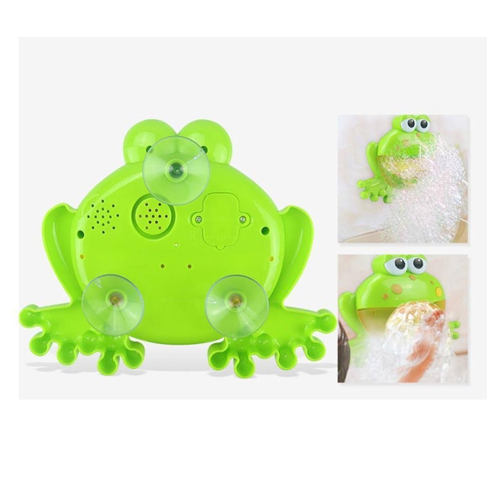 Jucarie muzicala de baie, jucarie interactiva, cu baloane de sapun, ventuze, broscuta verde, 18+luni Green - BUZ.RO