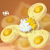 Jucarie spinner cu ventuza, spinner bebelusi, pentru 1-3 ani, bile zornaitoare, margini rotunde, galben