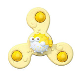 Jucarie spinner cu ventuza, spinner bebelusi, pentru 1 - 3 ani, bile zornaitoare, margini rotunde, galben - BUZ.RO