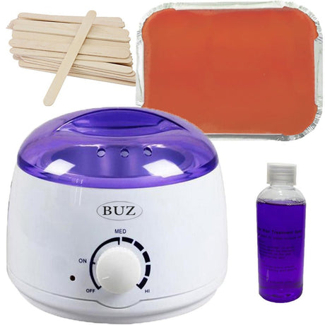 Kit de epilare cu ceara traditionala, incalzitor 400 ml, ulei si betisoare, buz - BUZ.RO