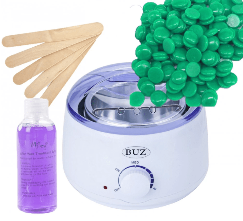 Kit epilare ceara, incalzitor ceara, ceara epilat, granule, 250gr, spatula lemn, ulei dupa epilare, traditionala - BUZ.RO