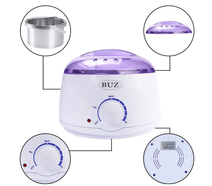 Kit epilare ceara, incalzitor ceara, ceara epilat, granule, 250gr, spatula lemn, ulei dupa epilare, traditionala, roz - BUZ.RO