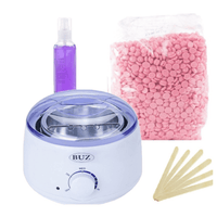 Kit epilare ceara, incalzitor ceara, ceara epilat, granule, 250gr, spatula lemn, ulei dupa epilare, traditionala, roz