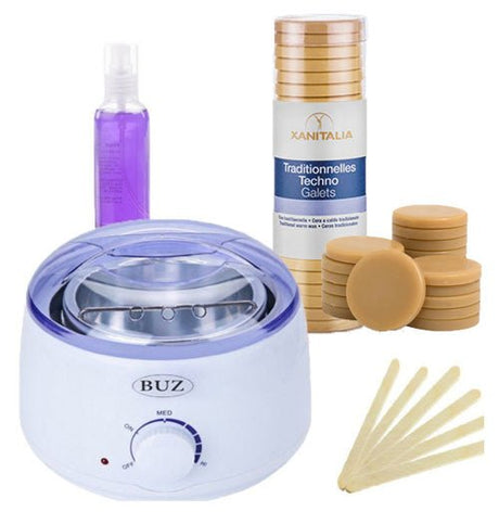 Kit epilare, incalzitor ceara, discuri, traditionala ulei, galben, 500gr - BUZ.RO