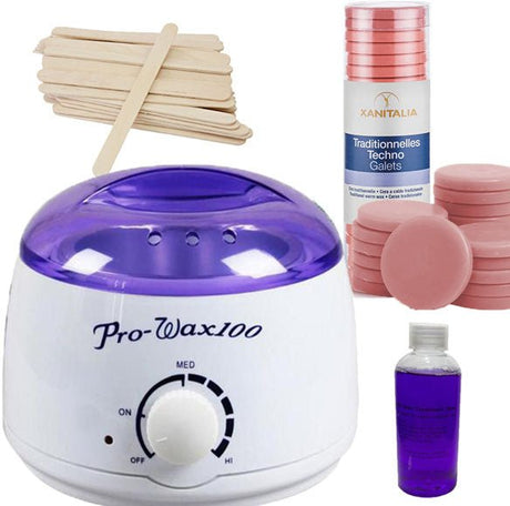 Kit epilare, incalzitor ceara, discuri, traditionala ulei, roz, 500gr - BUZ.RO