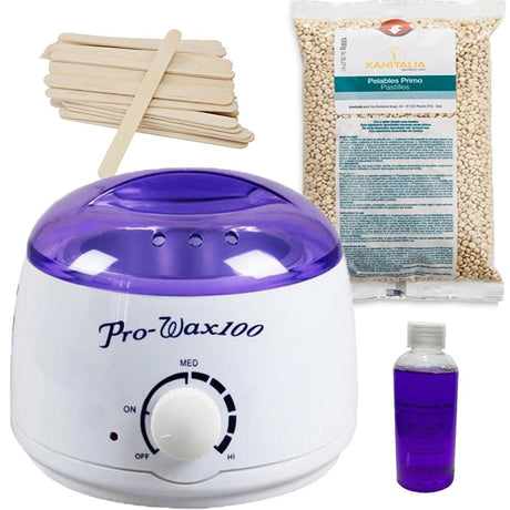 Kit epilare incalzitor ceara elastica granule ulei - Vanilie - BUZ.RO