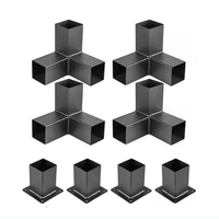 Kit pergola 3x4 M, structura metalica, conectori pergola/garaj, 8 conectori metal, culoare neagra, 100x100mm