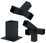 Kit pergola, structura metalica, conectori pergola/garaj, 10 conectori metal, culoare neagra, 100x100mm - BUZ.RO
