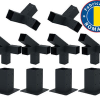 Kit pergola, structura metalica, conectori pergola/garaj, 10 conectori metal, culoare neagra, 100x100mm