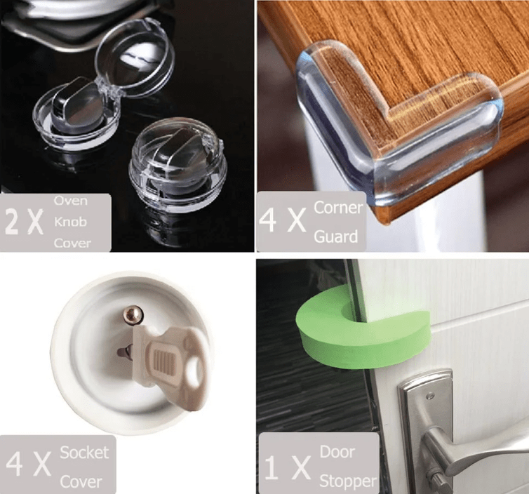 Kit protectie copii, set 18 piese mobilier si prize, sigurante universale incuietori magnetice sertare si usi, dulapuri - BUZ.RO