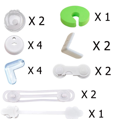 Kit protectie copii, set 18 piese mobilier si prize, sigurante universale incuietori magnetice sertare si usi, dulapuri