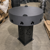 Gratar Gradina 4in1 Rotund plita 90cm |grosime 10 mm Fire Pit din fier pe lemne| terasa|multifunctional cu suport ceaun inclus
