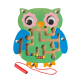 Labirint magnetic cu bile, bufnita, jucarie copii, jucarie educativa, montessori, verde - BUZ.RO