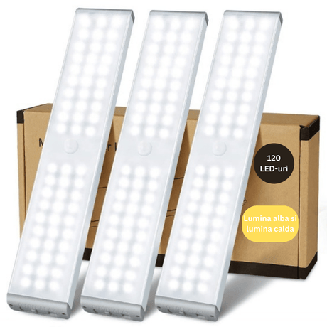 Lampa, aplica, cu 120 leduri albe, lumina calda, incarcare usb, alba - BUZ.RO
