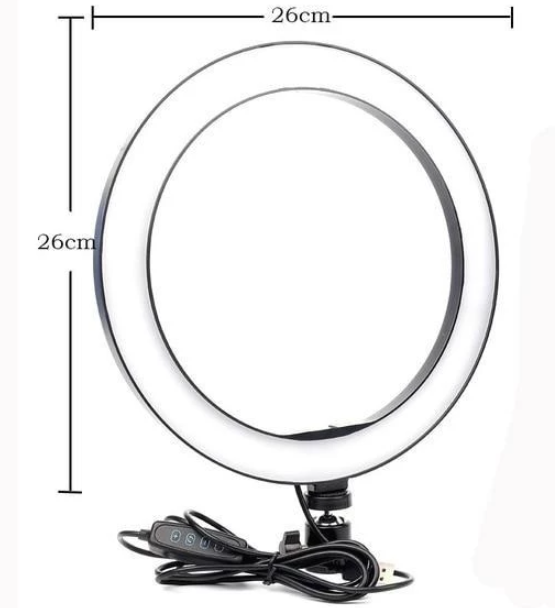 Lampa circulara profesionala, ring light, diametru 10 inch, suport telefon, telecomanda, inaltime trepied 210 cm, 13 trepte de iluminare
