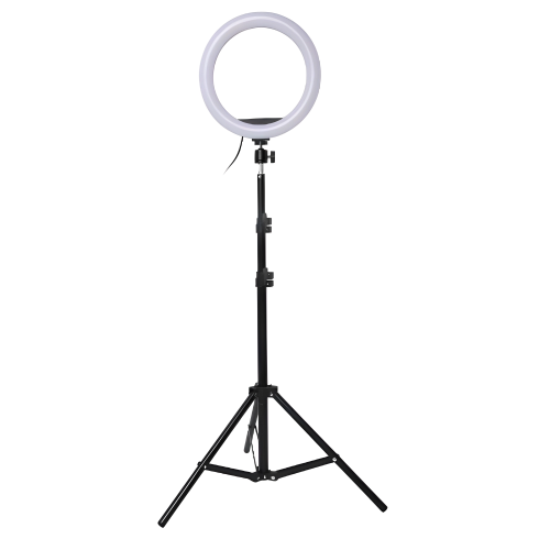 Lampa circulara profesionala, ring light, suport telefon, cu telecomanda, diametru 10 inch, 210 cm, 13 trepte de iluminare