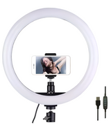Lampa circulara profesionala, ring light, suport telefon, cu telecomanda, diametru 10 inch, 210 cm, 13 trepte de iluminare
