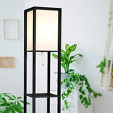 Lampa de podea din metal cu 3 polite integrate, lumina calda, rece si neutra, design modern, 160x26x26 cm, 40W - BUZ.RO