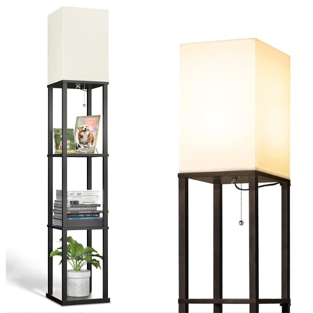 Lampa de podea din metal cu 3 polite integrate, lumina calda, rece si neutra, design modern, 160x26x26 cm, 40W - BUZ.RO