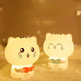 Lampa de silicon moale reincarcabila, LED, multicolor, pisicuta vorbitoare, control tactil sau telecomanda, interactiva, roz - BUZ.RO