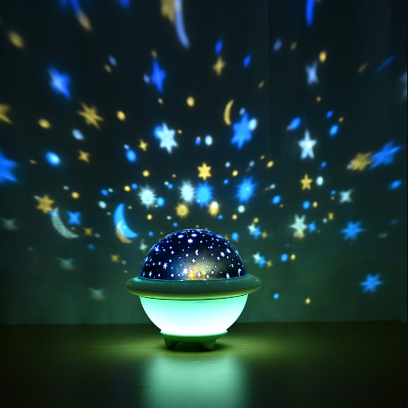 Lampa de veghe constelatii tip ozn, pentru copii, 3 culori, lumina reglabila, 3 filme de proiectie, verde