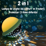 Lampa de veghe constelatii tip ozn, pentru copii, 3 culori, lumina reglabila, 3 filme de proiectie, verde