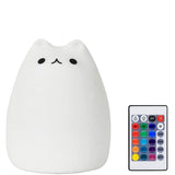 Lampa de veghe LED pisicuta jucausa multicolora din silicon moale, control prin telecomanda