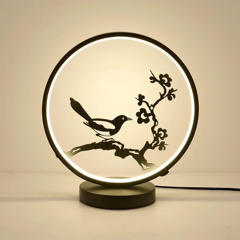 Lampa de veghe, pentru masa sau perete, veioza cu iluminare led, 3D, 3W, conectare la priza, model pasare luminoasa 300x15x325