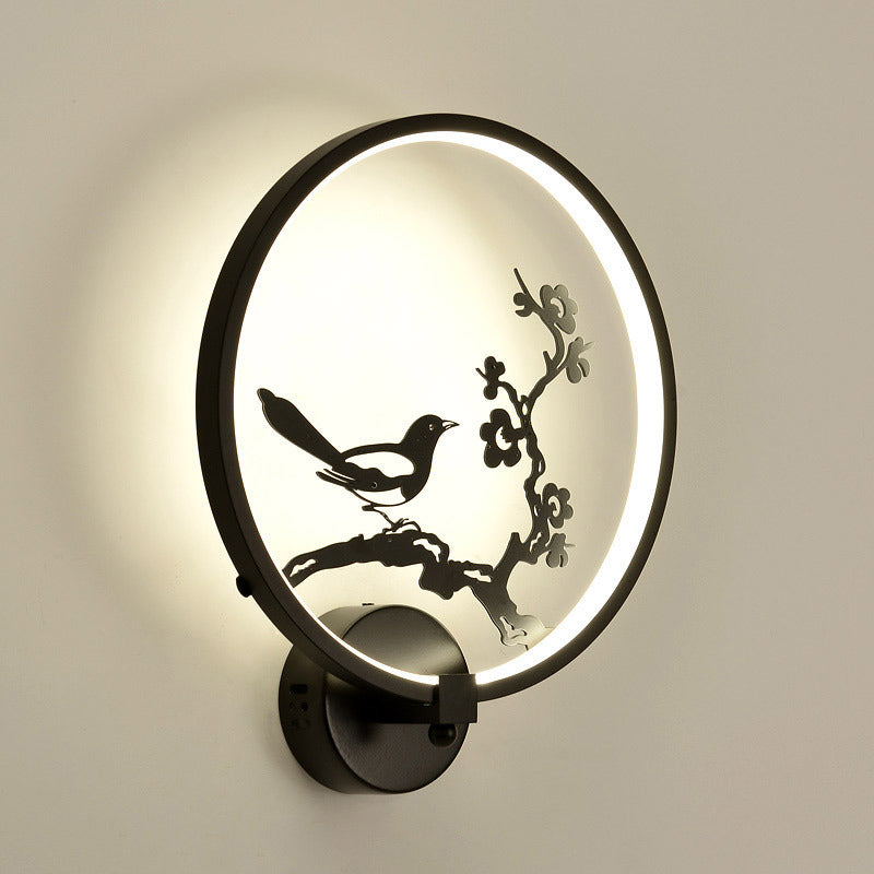 Lampa de veghe, pentru masa sau perete, veioza cu iluminare led, 3D, 3W, conectare la priza, model pasare luminoasa 300x15x325