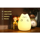 Lampa de veghe portabila cu 7 culori de LEDuri, silicon BPA - free, USB, touch - control, temporizator, lampa de noapte pisicuta fericita - BUZ.RO
