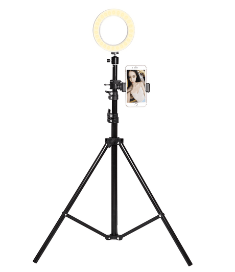Lampa LED Circulară Profesională – 50W, 54 cm, cu Stativ Reglabil și Suport Telefon, pentru Machiaj, Vlogging și Foto - Video - BUZ.RO