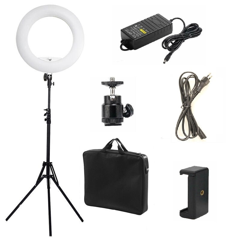 Lampa LED Circulară Profesională – 50W, 54 cm, cu Stativ Reglabil și Suport Telefon, pentru Machiaj, Vlogging și Foto - Video - BUZ.RO