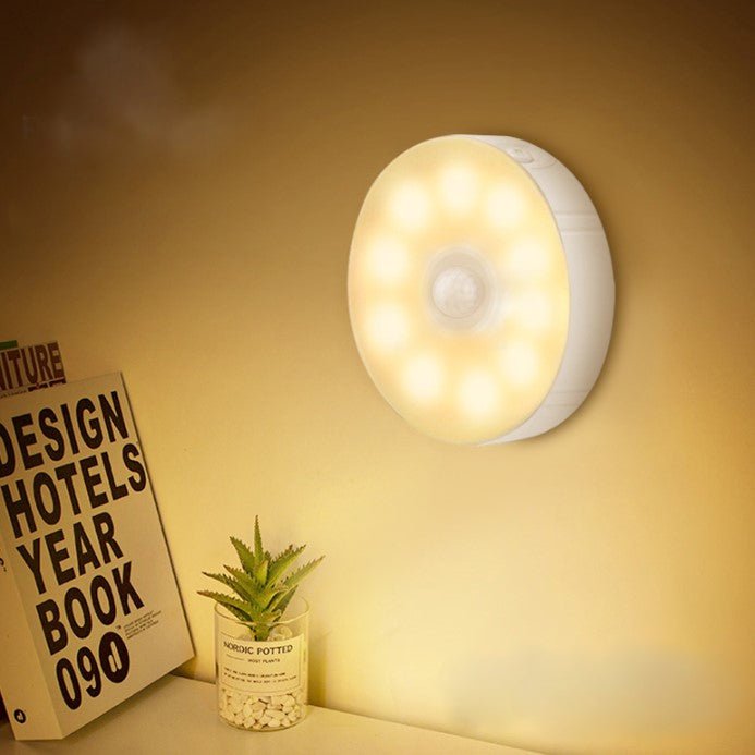 Lampa LED cu senzori de miscare, incarcare USB, portabila, pentru dressing, hol, scari, dulap de bucatarie, garaj, camera bebelusului, lumina calda - BUZ.RO