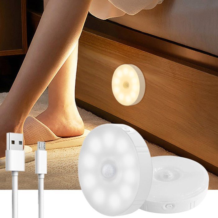 Lampa LED cu senzori de miscare, incarcare USB, portabila, pentru dressing, hol, scari, dulap de bucatarie, garaj, camera bebelusului, lumina calda - BUZ.RO