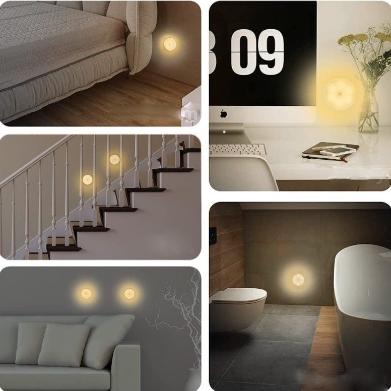 Lampa LED cu senzori de miscare, incarcare USB, portabila, pentru dressing, hol, scari, dulap de bucatarie, garaj, camera bebelusului, lumina calda - BUZ.RO