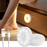 Lampa LED cu senzori de miscare, incarcare USB, portabila, pentru dressing, hol, scari, dulap de bucatarie, garaj, camera bebelusului, lumina calda