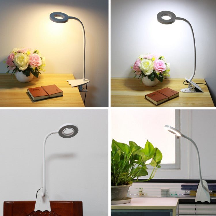 Lampa LED de birou, cu clema, 3 intensitati lumina 4000K, reglabila, flexibila, 360 grade, neagra - BUZ.RO
