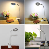 Lampa LED de birou, cu clema, 3 intensitati lumina 4000K, reglabila, flexibila, 360 grade, neagra - BUZ.RO