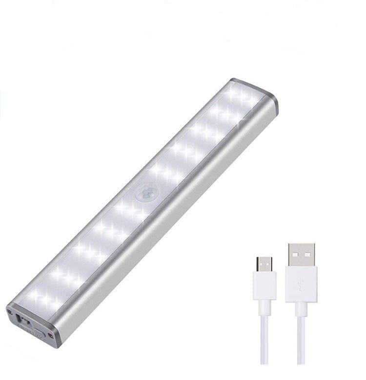Lampa LED inteligenta, cu senzori de miscare, incarcare USB, magnetica, cu telecomanda, pentru dressing, hol, scari, dulap de bucatarie, baie, garaj, 40 LED - uri, alb rece - BUZ.RO