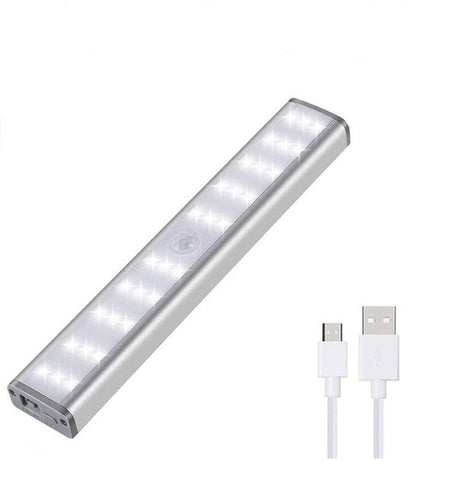 Lampa LED inteligenta, cu senzori de miscare, incarcare USB, magnetica, cu telecomanda, pentru dressing, hol, scari, dulap de bucatarie, baie, garaj, 40 LED - uri, alb rece - BUZ.RO