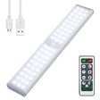 Lampa LED inteligenta, cu senzori de miscare, incarcare USB, magnetica, cu telecomanda, pentru dressing, hol, scari, dulap de bucatarie, baie, garaj, 60 LED - uri, alb rece - BUZ.RO