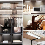 Lampa LED inteligenta, cu senzori de miscare, incarcare USB, magnetica, cu telecomanda, pentru dressing, hol, scari, dulap de bucatarie, baie, garaj, 60 LED - uri, alb rece, buz - BUZ.RO