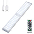 Lampa LED inteligenta, cu senzori de miscare, incarcare USB, magnetica, cu telecomanda, pentru dressing, hol, scari, dulap de bucatarie, baie, garaj, 60 LED - uri, alb rece, buz - BUZ.RO