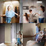Lampa LED inteligenta, cu senzori de miscare, incarcare USB, magnetica, cu telecomanda, pentru dressing, hol, scari, dulap de bucatarie, baie, garaj, 80 LED-uri, alb rece