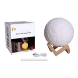 Lampa luna, umidificator, 3D, aromaterapie, purificator aer, reincarcabila, 880 ml, cu acumulator, 3 culori lumina, cu stand lemn